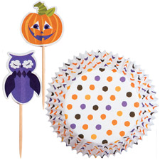 Halloween Baking Cups - Polka Dot Pumpkin Cupcake Combo Pack