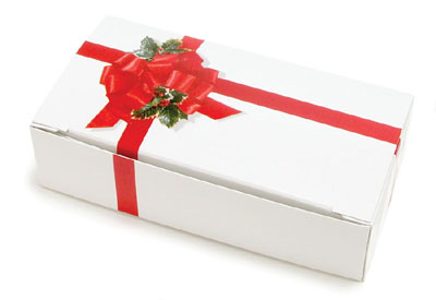 Christmas Candy Box - Holly & Ribbon 1 1/2 lb.