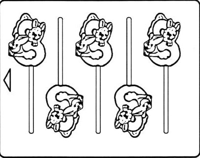 Animal Chocolate Mold - Number 8 Dog and Rabbit Sucker - 1 oz.