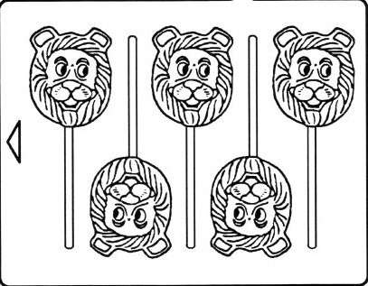 Animal Chocolate Mold - Lion Face Sucker - 1 oz.