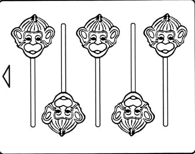 Animal Chocolate Mold - Monkey Face Sucker - 3/4 oz.