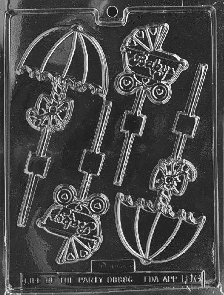 Baby Chocolate Mold - Carriage & Umbrella Sucker